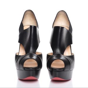 Christian Louboutin Pitou Leather Peep-Toe Booties